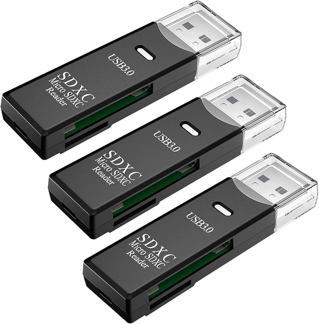 USB 3.0 Micro SD Card Reader 3-Pack High Speed | AXYON Black