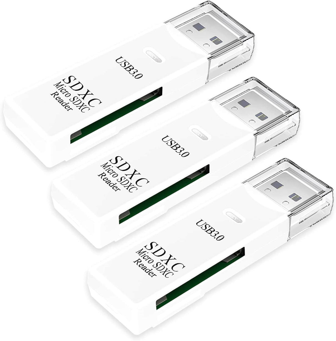 USB 3.0 SD Card Adapter 3-Pack 5Gbps High Speed | AXYON white