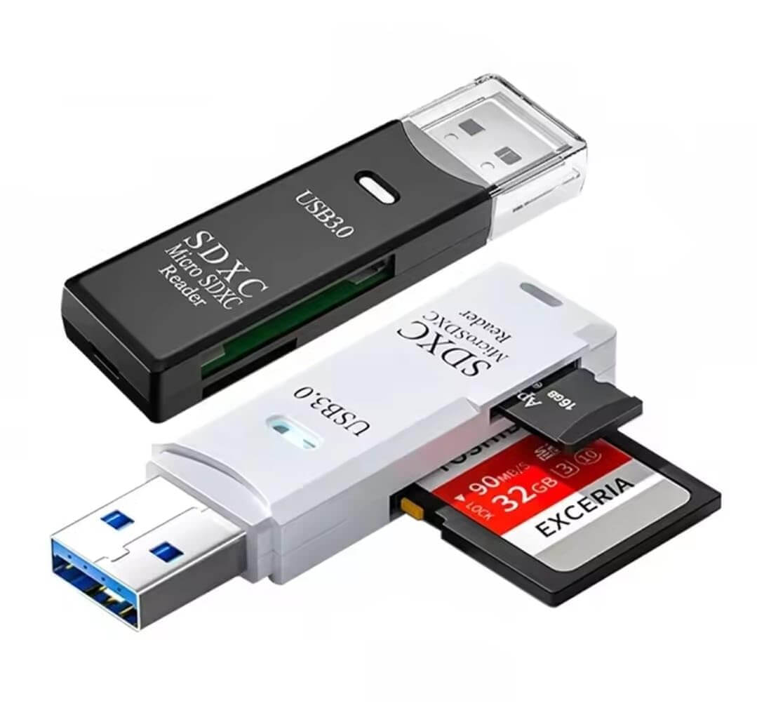 USB 3.0 Micro SD Card Reader 5Gbps 2-in-1 2-Pack | AXYON back white