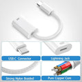 USBC to Lightning Adapter 8-Pin Female Cable Converter | AXYON White colour