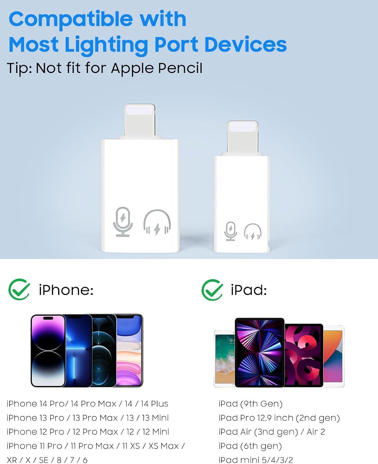 iOS to USB C Adapter 2-Pack Fast Sync & Charging | AXYON Most lighting
