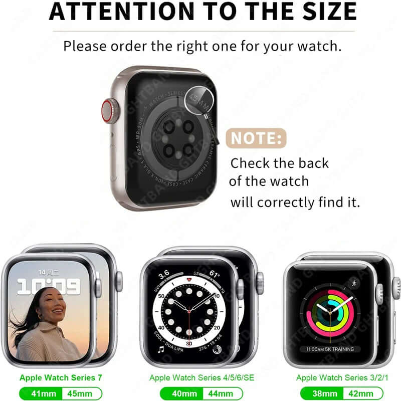 Comparison of Apple Watch sizes with text on screen size importance.