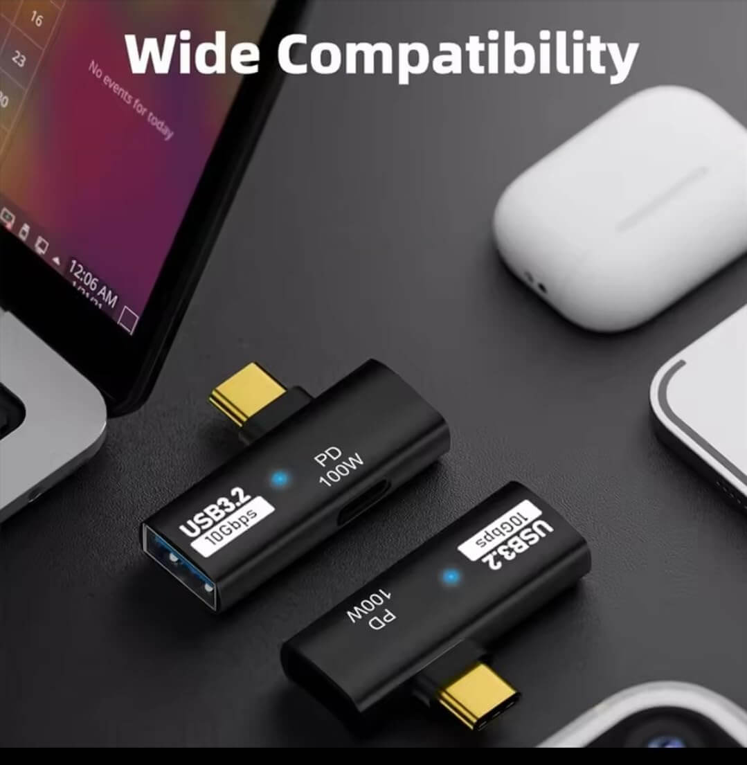 2-in-1 USB C to USB Adapter 100W Charging 2-Pack | AXYON Wide 