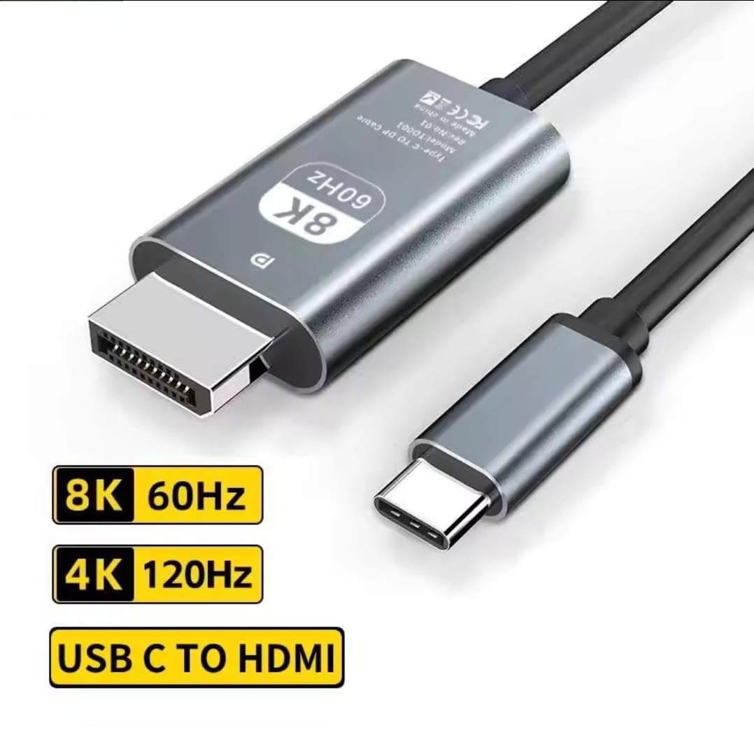 8K UHD USB-C to HDMI Cable 2M 60Hz/120Hz High-Speed | AXYON Black