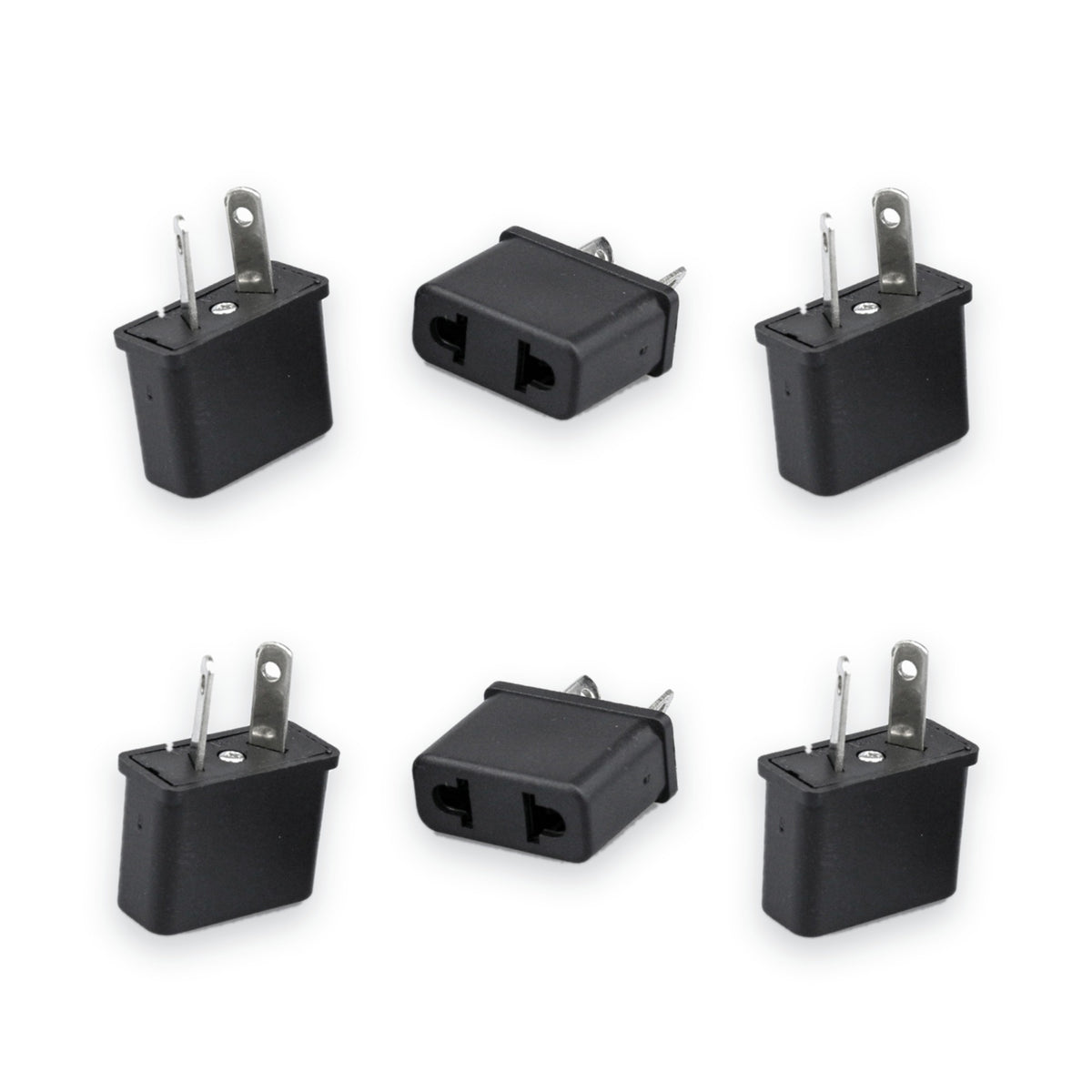6-pack of black 2-pin AU/NZ travel plug adapters