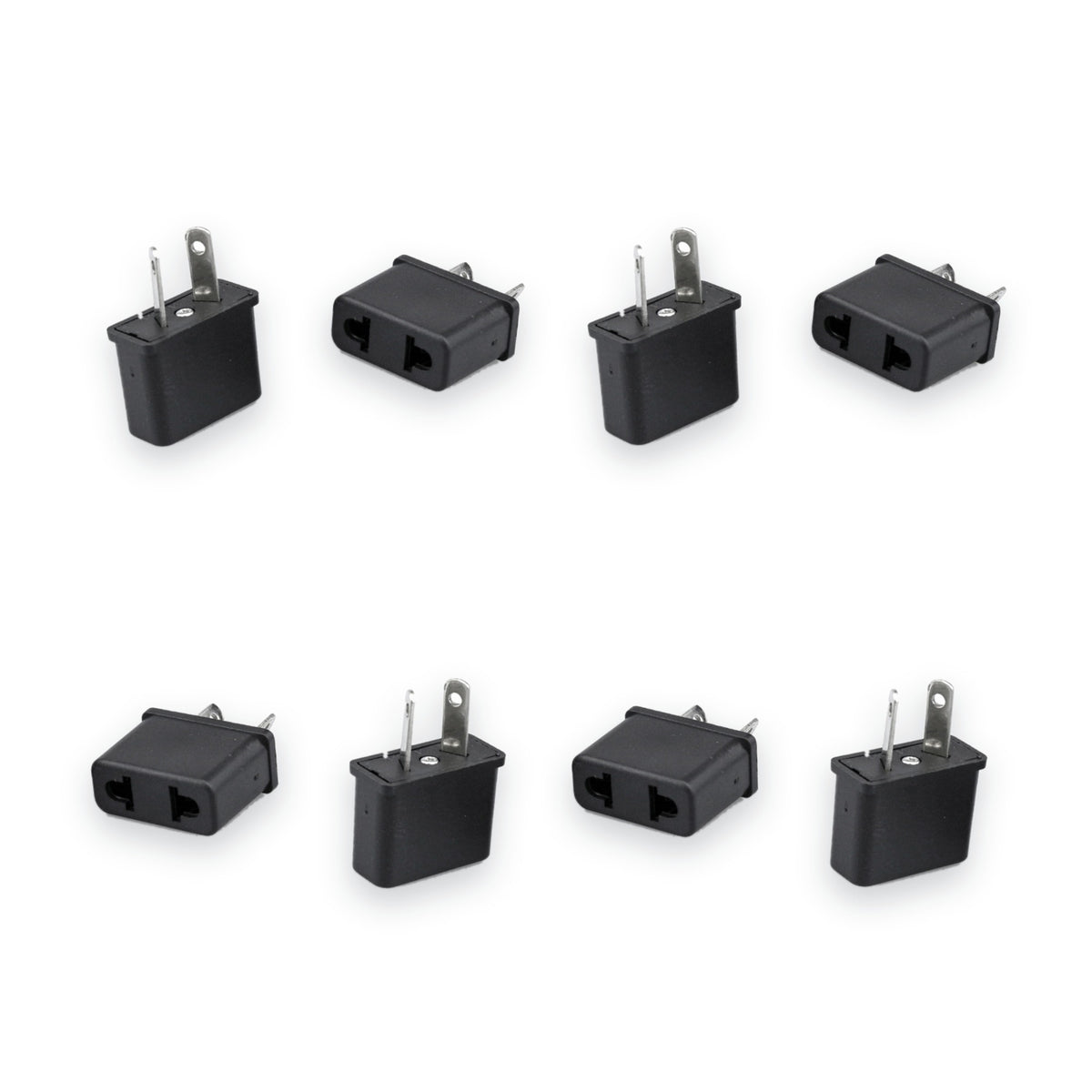 8-pack of black 2-pin AU/NZ travel plug adapters