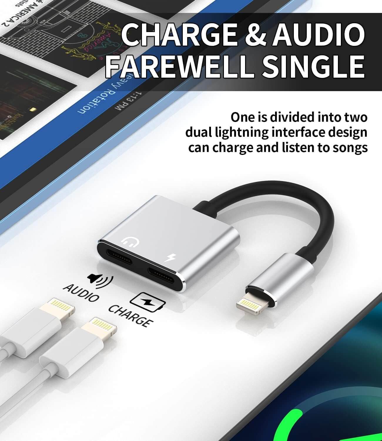 iOS Lightning Charger Audio Adapter Dual-Port 2-in-1 | AXYON Farewell