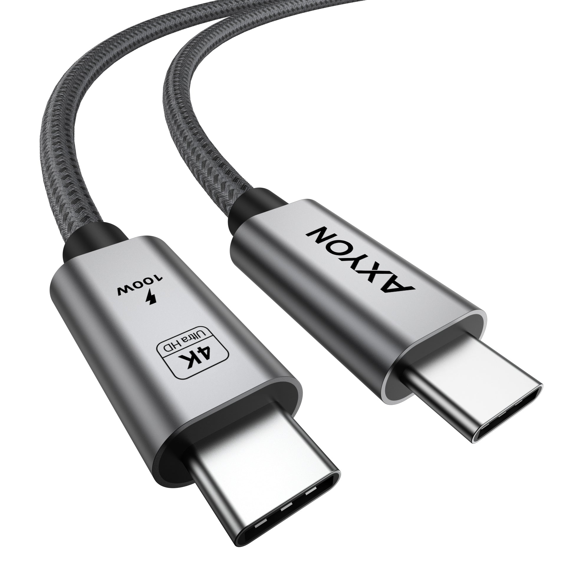 Two USB Type-C cables with 'AXYON' branding on a white background