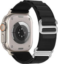 Black Alpine Loop‑Style Nylon Band – rugged woven strap with G‑hook buckle for Apple Watch.