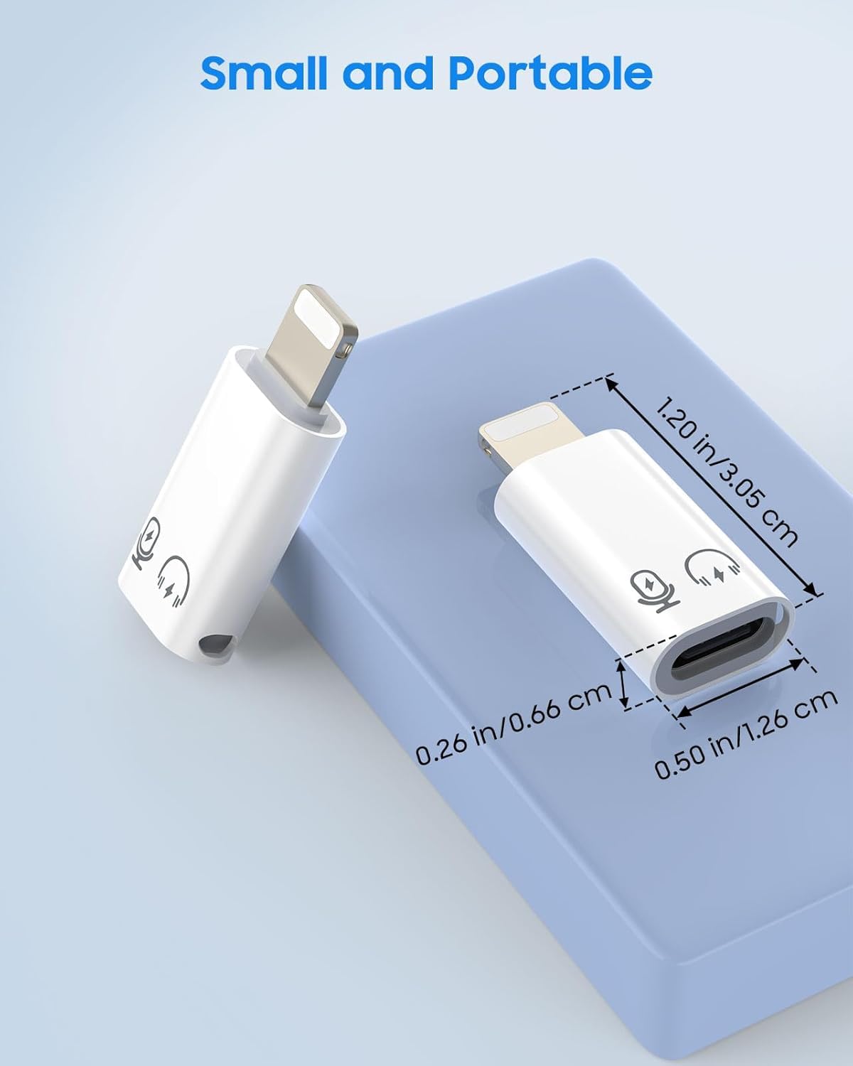 iOS to USB-C Adapter 3.1 Fast Charging & Data Sync 2-Pack | AXYON Size