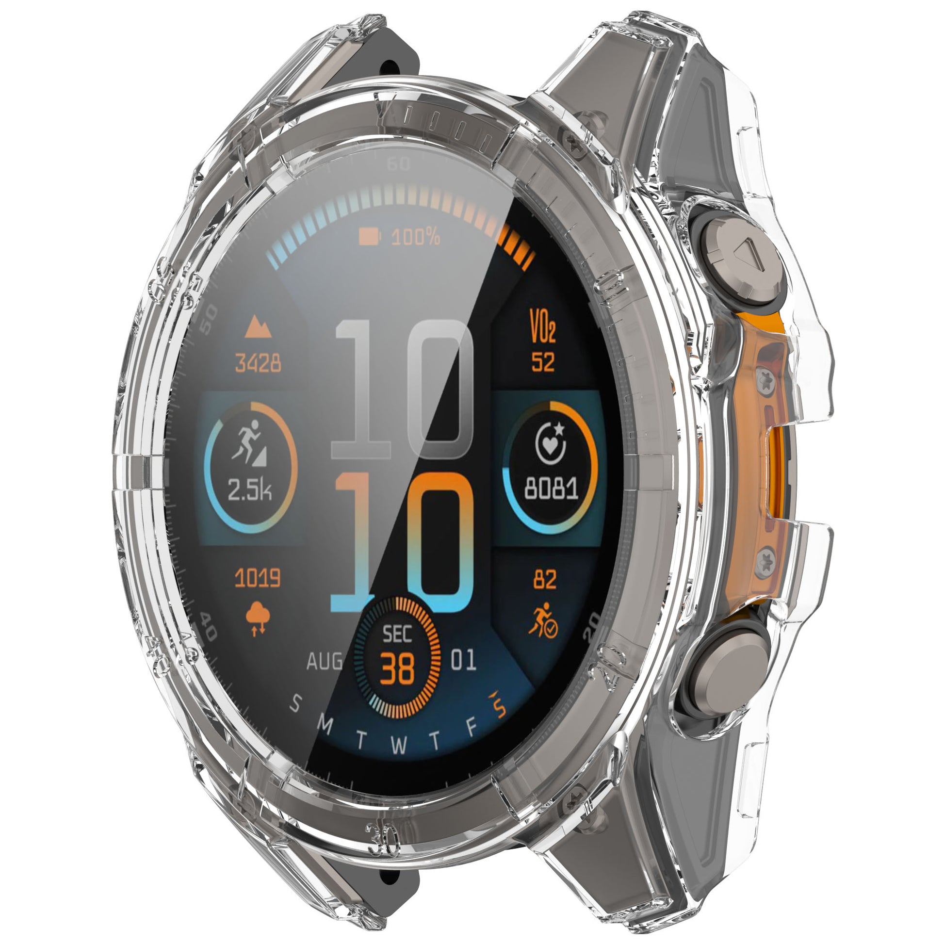 Garmin Fenix 8 Solar with Clear case installed.