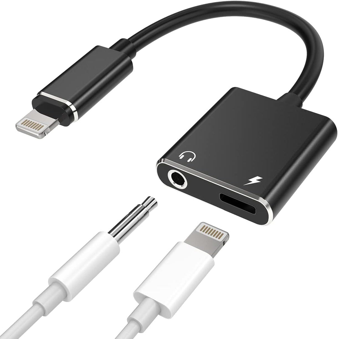 Dual Port Adapter iOS Audio Charger | AXYON Black