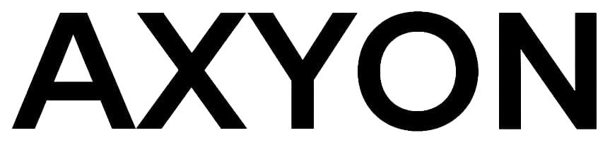 Black 'AXYON' logo on a white background