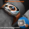 Smartwatch with screen protector displaying full coverage and scratch protection features.