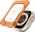 Smartwatch with an orange protective case on a white background