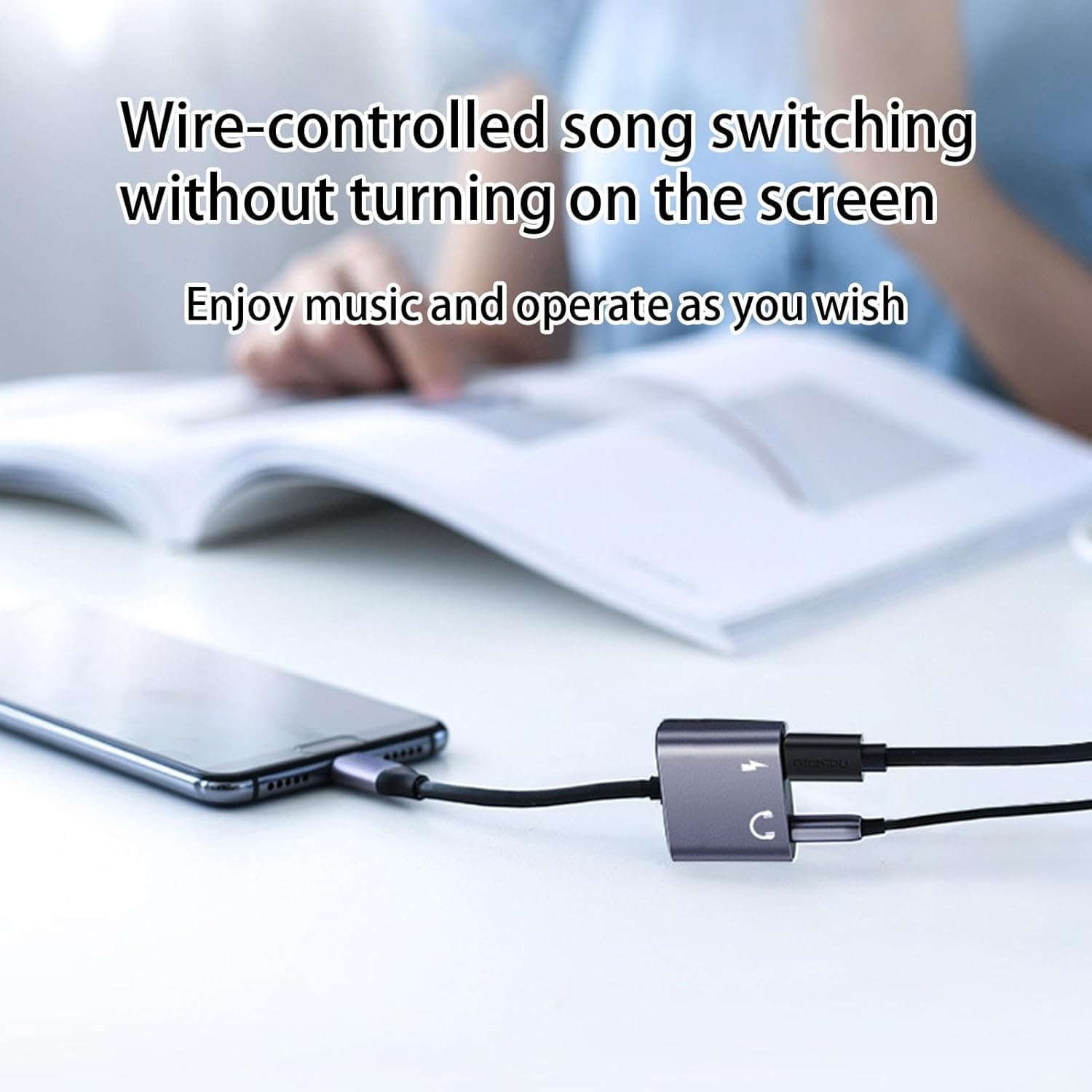 Aux to USB C Audio Adapter Hi-Res Sound | AXYON Wire controlled