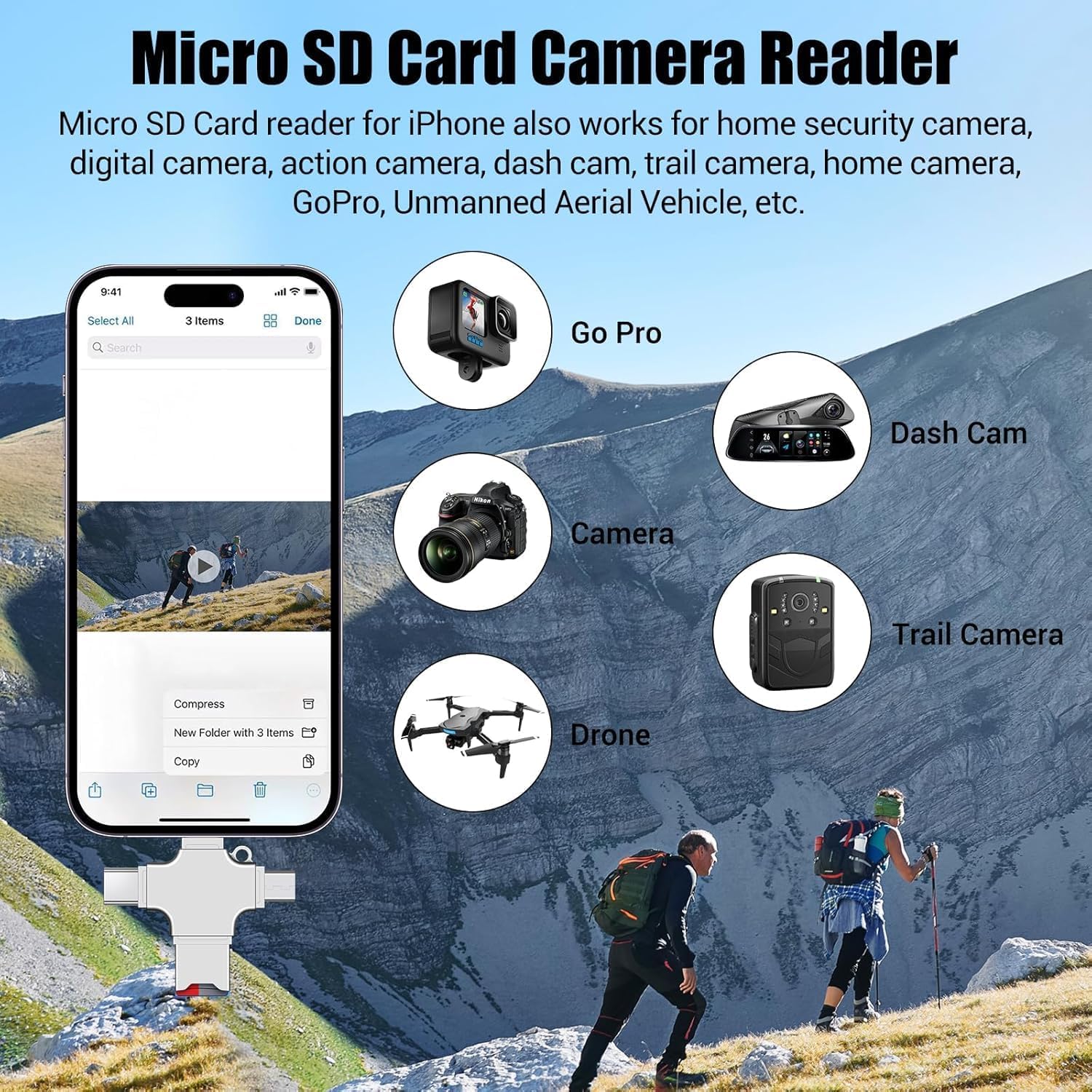 4-in-1 USB Multi Card Reader Adapter for SD & MicroSD | AXYON Details