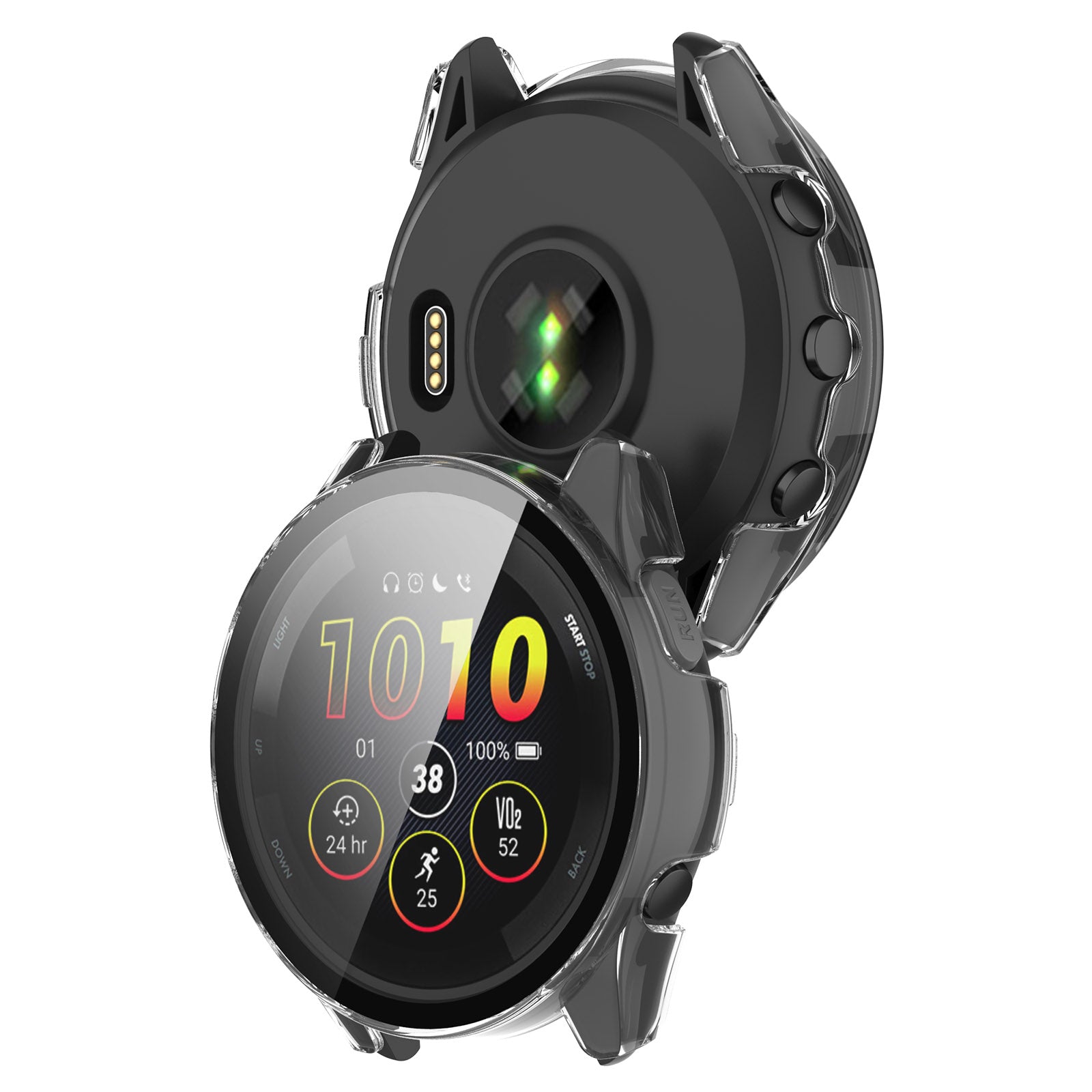 Smartwatch with a clear case on a white background