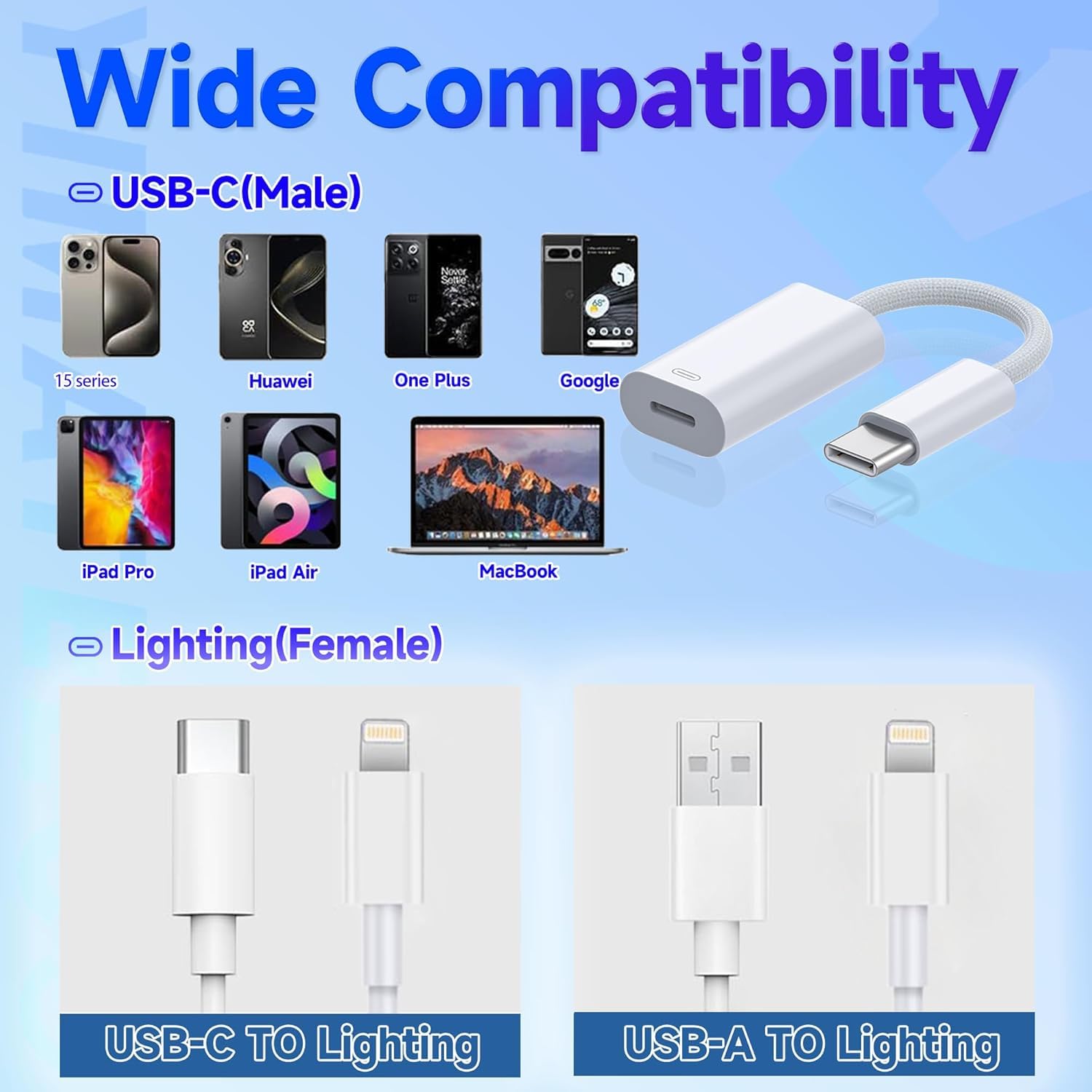 Audio Jack Adapter – USB-C to iOS 8-Pin | AXYON Wide Compatibility