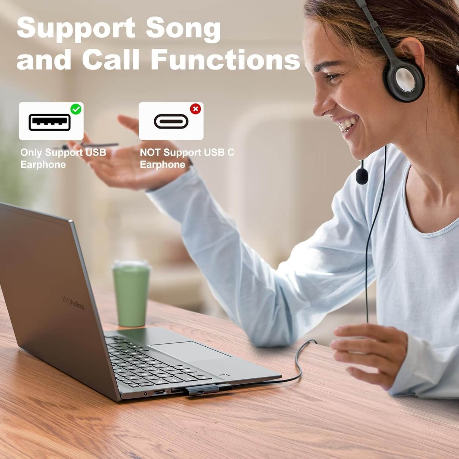 2-in-1 USB C to USB Adapter 100W Charging OTG 2-Pack | AXYON Call functions