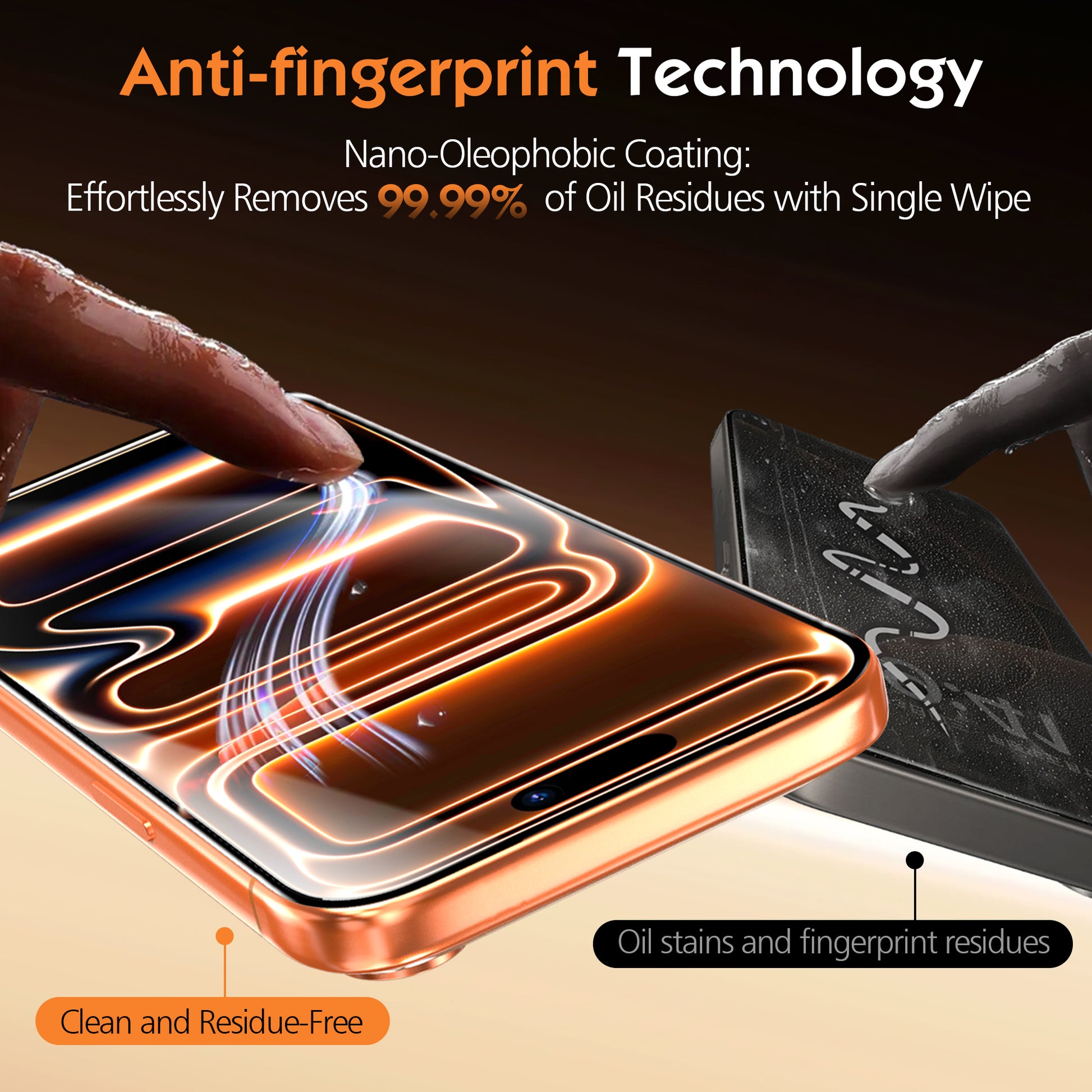 AXYON® EZ-Box Tempered Glass – Anti-Fingerprint Nano-Oleophobic Coating Removes 99.99% Oil Residue, Clean & Residue-Free