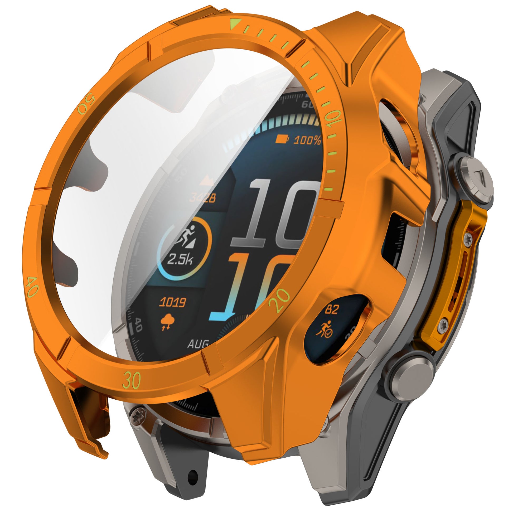 Orange AXYON® PC Tempered Glass Case for Garmin Fenix 8 AMOLED 51mm