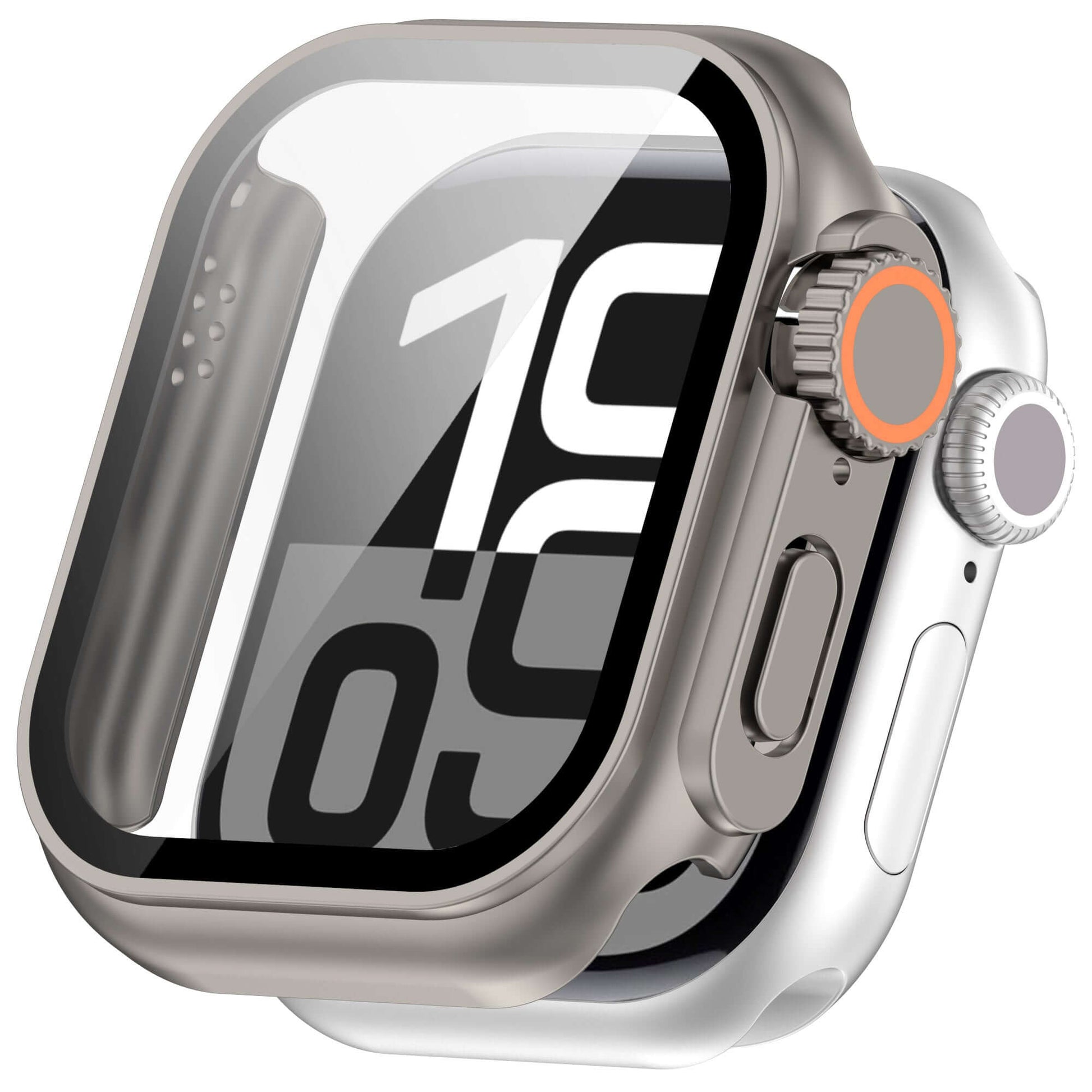 Smartwatch with a clear case on a white background