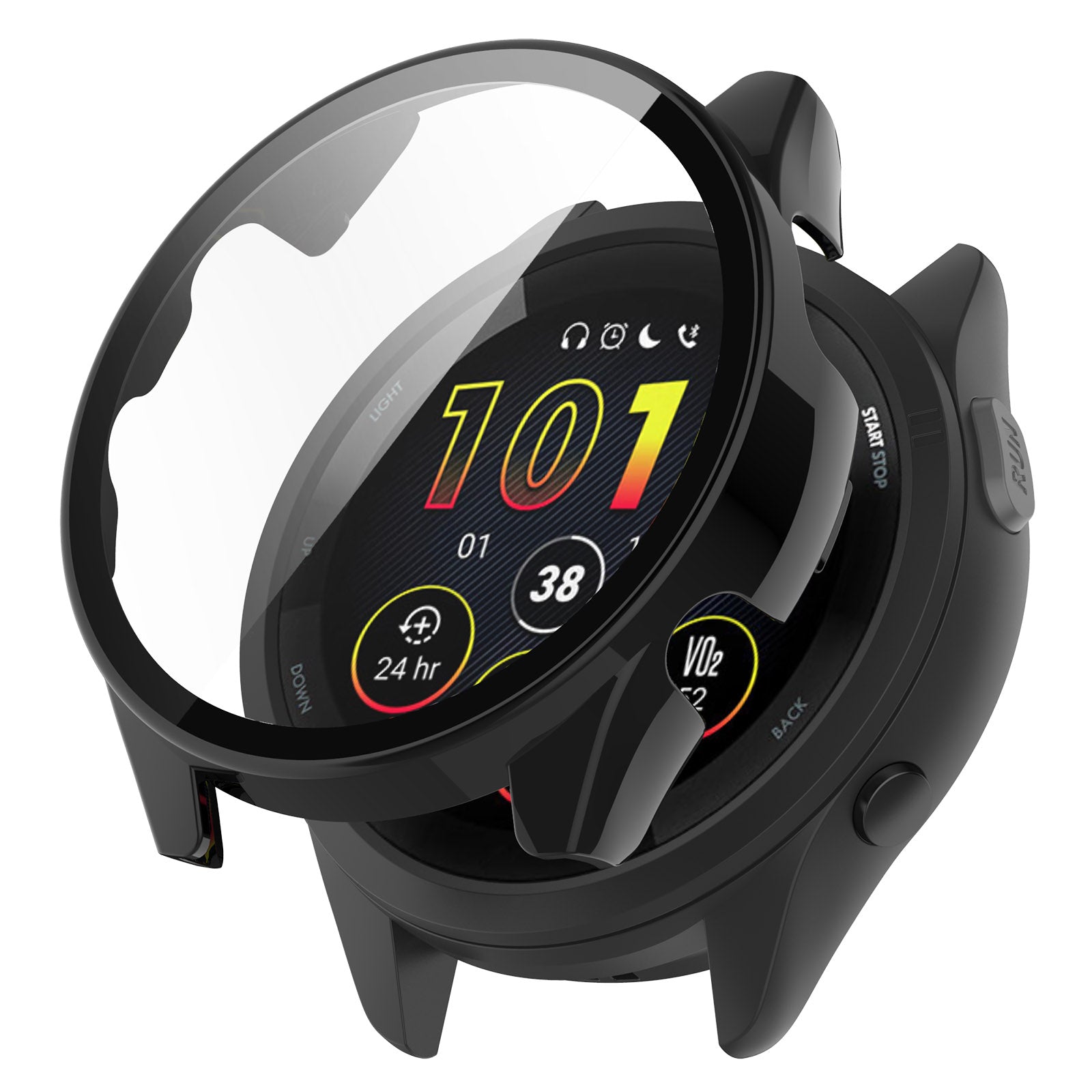 Black AXYON® Protective PC Case with tempered glass for Garmin Forerunner 265