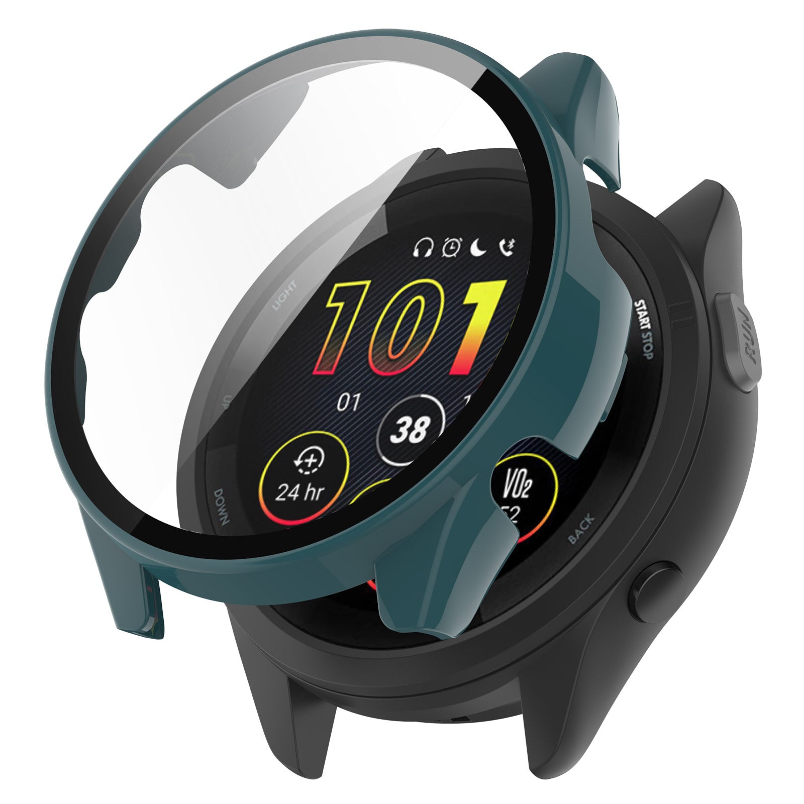 Green AXYON® Protective PC Case with tempered glass for Garmin Forerunner 265