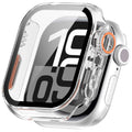Smartwatch with a clear protective case on a white background
