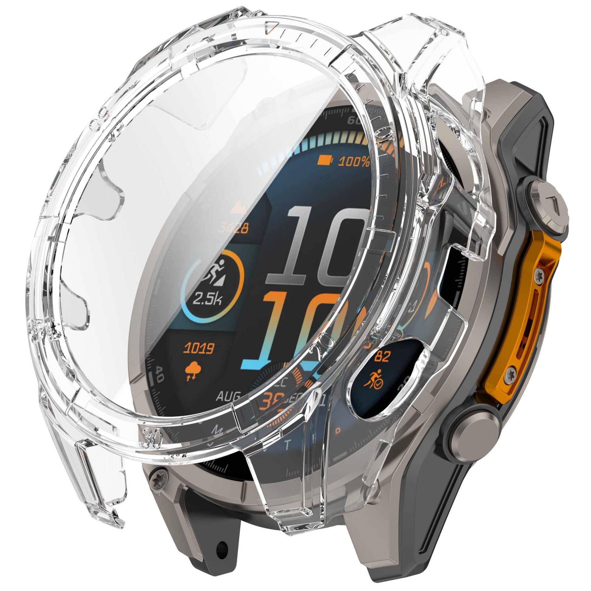 Clear AXYON® PC Tempered Glass Case for Garmin Fenix 8 Solar.