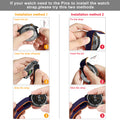 Instructions for installing a watch strap with two methods shown in images.