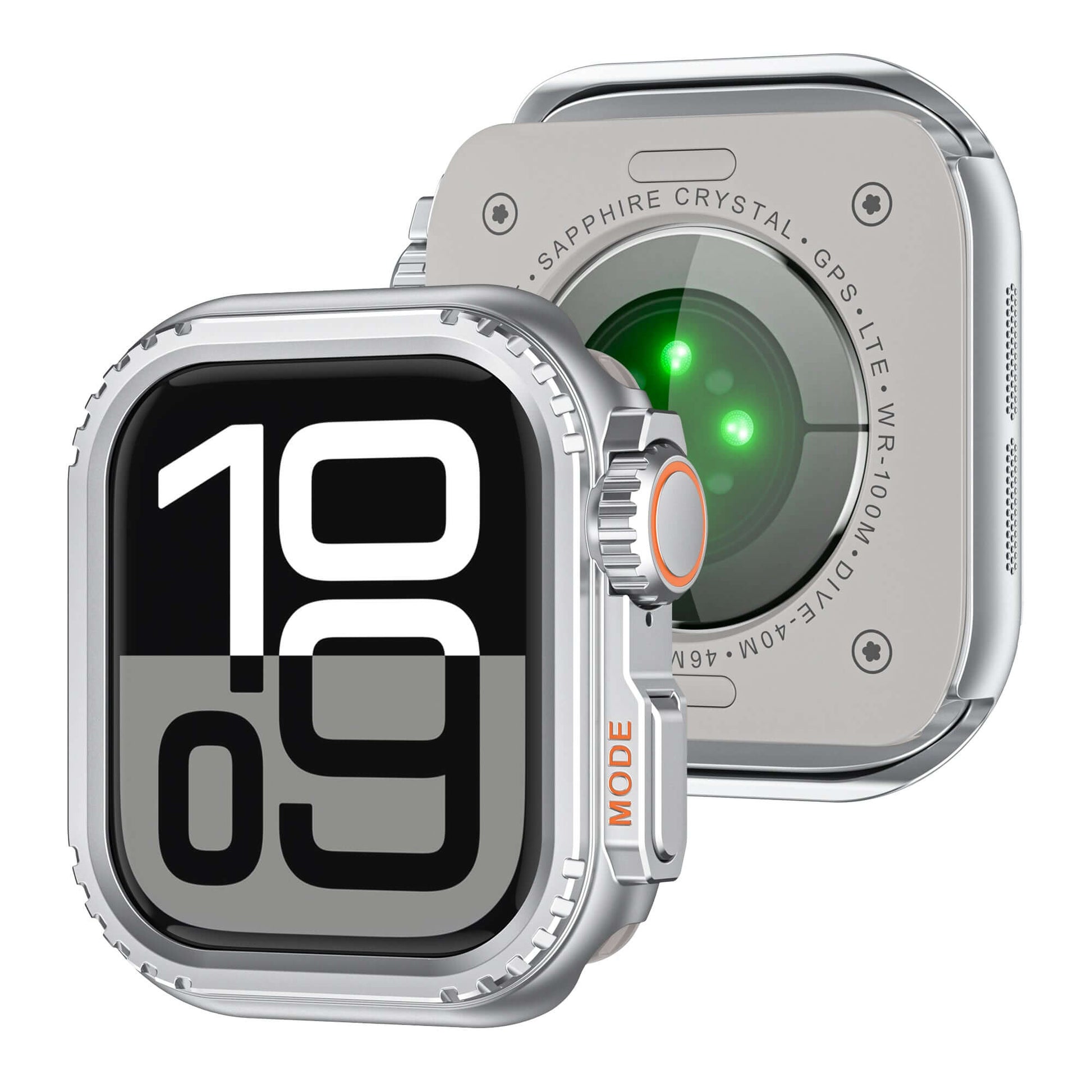 Smartwatch with a clear case on a white background