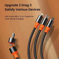 Multi Charging Cable 3-in-2 100W Nylon USB-C Combo | AXYON Upgrade
