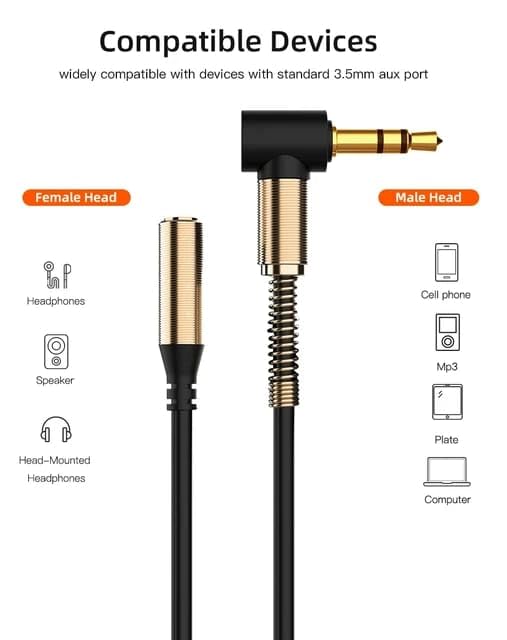3.5 mm Audio and Mic Extension Cable 1m TRS Gold | AXYON Devices