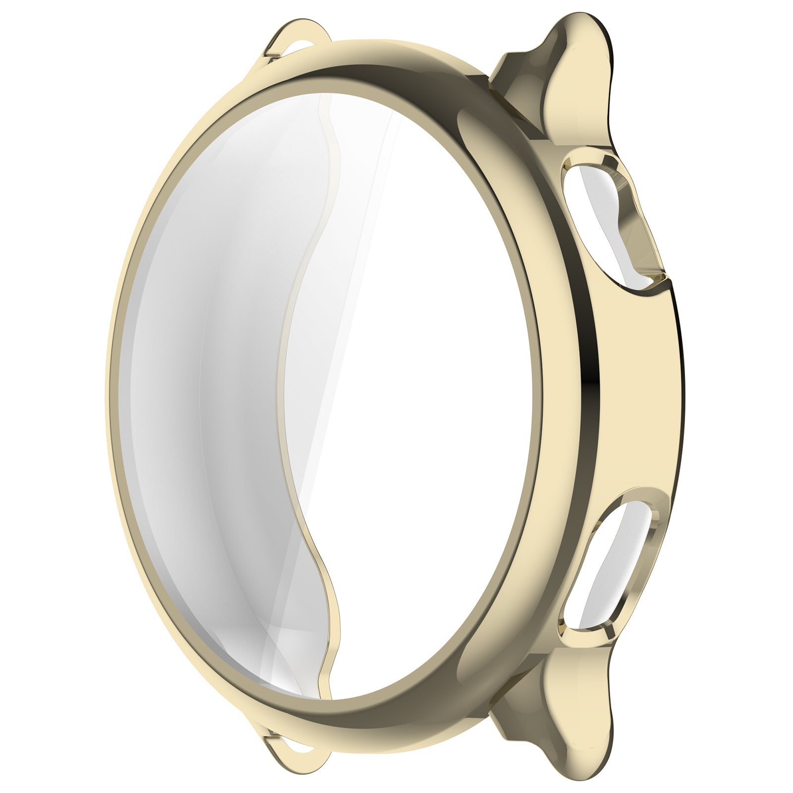 Gold watch case on a white background