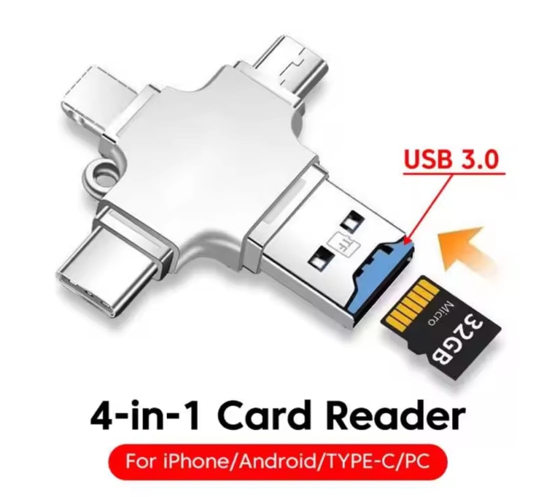 4-in-1 USB Multi Card Reader Adapter for SD & MicroSD | AXYON white