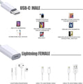 USBC to Lightning Adapter 8-Pin Female Cable Converter | AXYON Male 