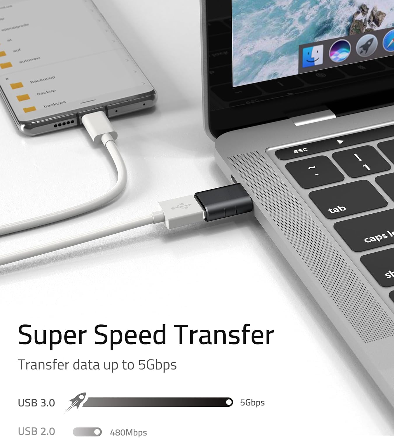 USB-C to USB-A 3.0 Adapter 2-Pack High-Speed OTG | AXYON Super Speed