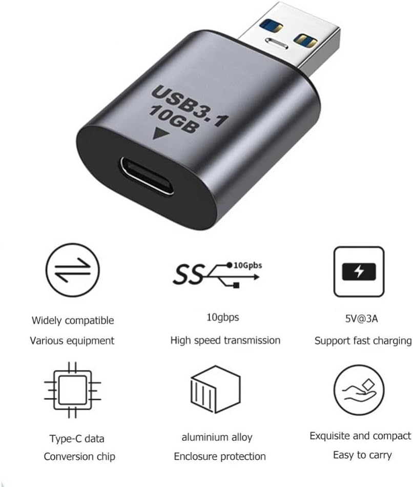 USB 3.1 adapter with specifications on a white background