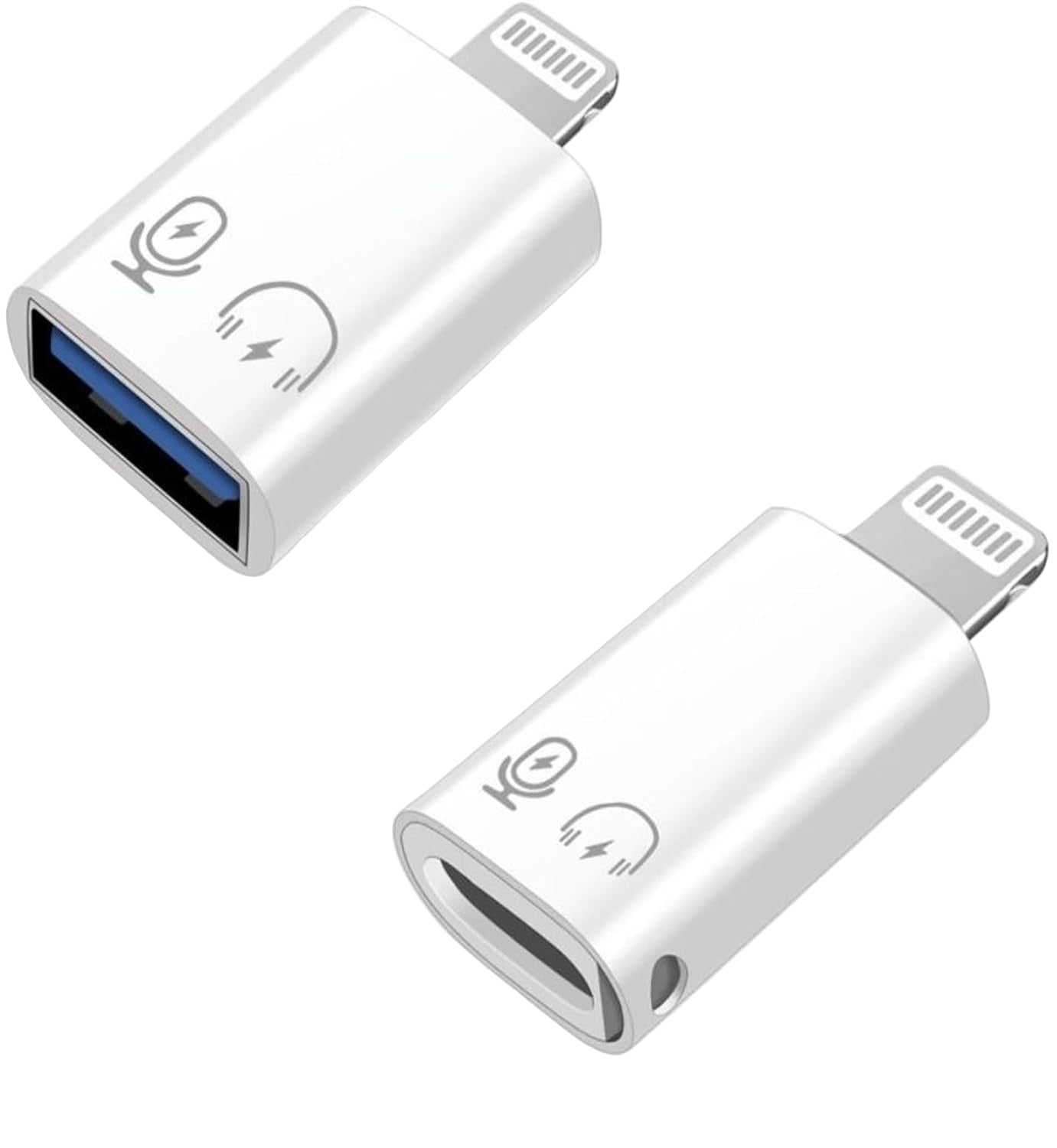 Two white USB adapters on a white background
