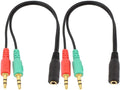 AXYON audio splitter cables for PC and laptop – dual 3.5mm TRS jacks, separate mic and headphone, CTIA compatible