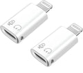 Two white USB-C to Lightning adapters on a white background