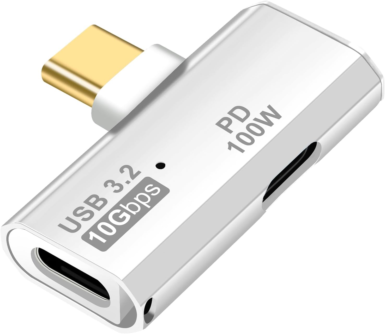USB-C adapter with gold connector on a white background