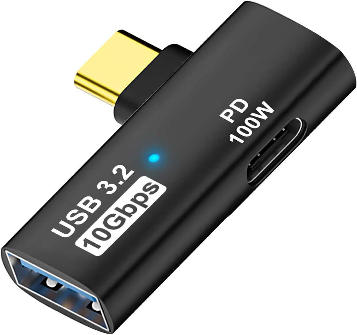 USB C to USB 3.2 Adapter 2-in-1 with 100W Power | AXYON Black