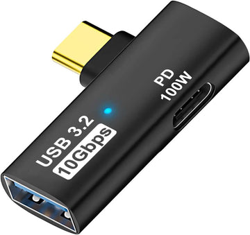 USB C to USB 3.2 Adapter 2-in-1 with 100W Power | AXYON Black