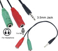 AXYON audio Y-adapter cable with 3.5mm TRRS jack split to dual TRS color-coded plugs - 1, 2, 4 pack available