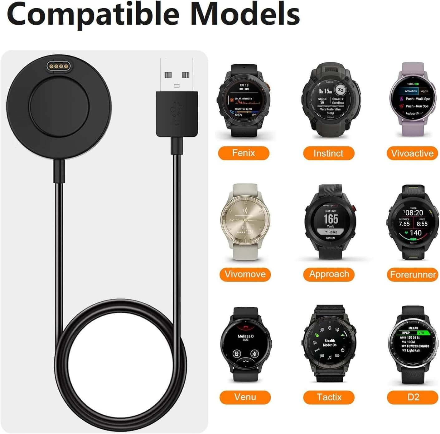 garmin watch charging cable-AXYON Models