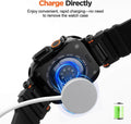 Smartwatch being charged directly with text 'Charge Directly' and 'Enjoy convenient, rapid charging—no need to remove the watch case'.