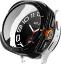 Smartwatch with a black and silver design on a white background